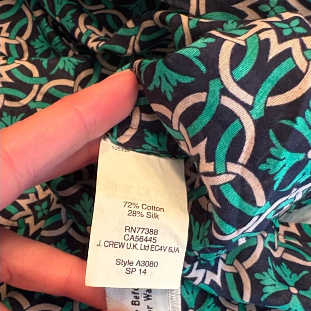 J. Crew Lattice Medallion Popover Silk Blend Blouse sz 2